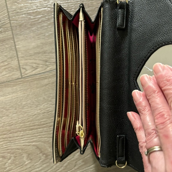 Betsey Johnson Animal Print Purse & Wallet Black Two Strap Bag Cat Lady Leopard - Picture 14 of 16